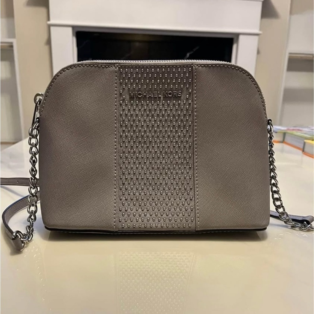 Michael Kors Gray Crossbody Bag with Textured Design